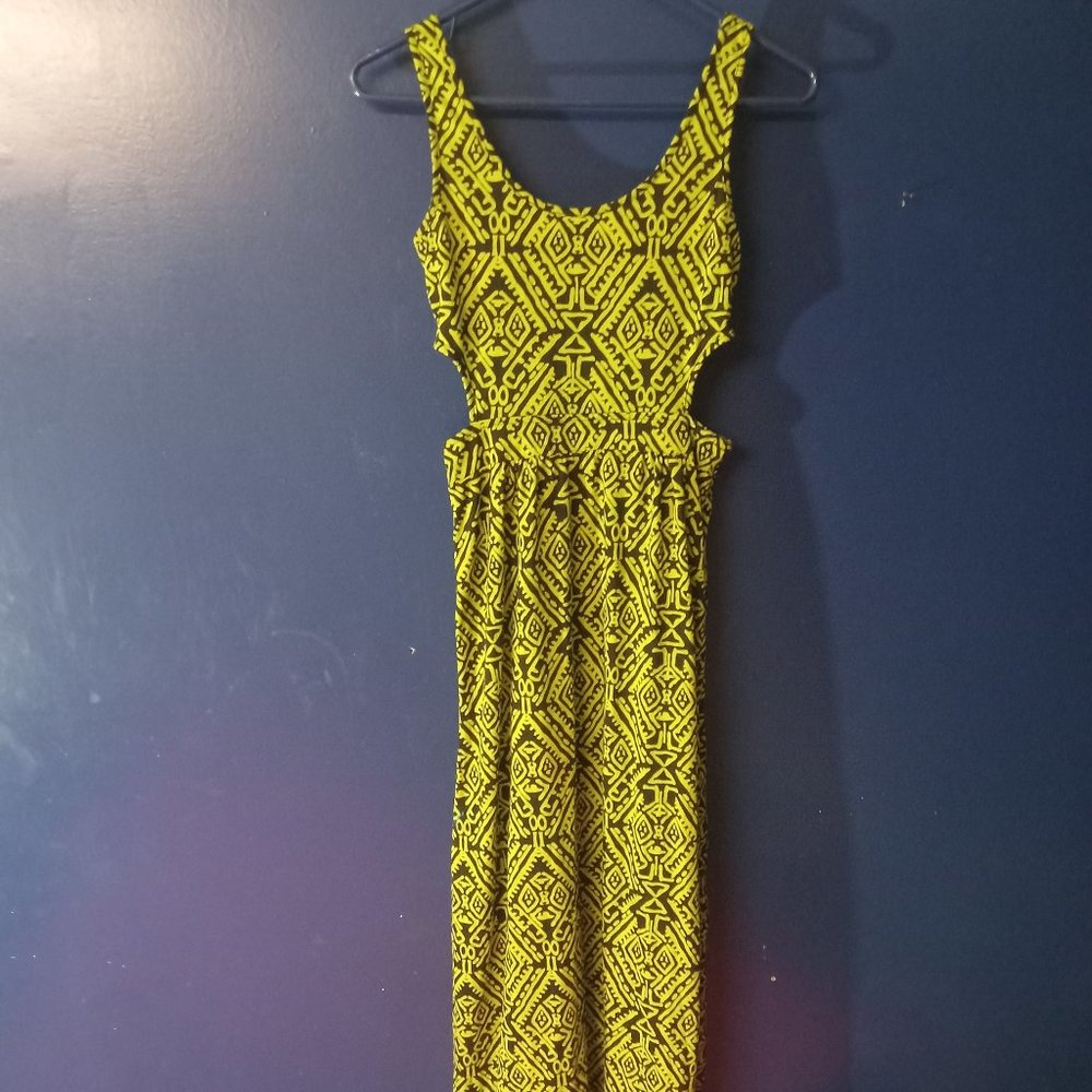 Neon green & black Cut out Maxi Dress